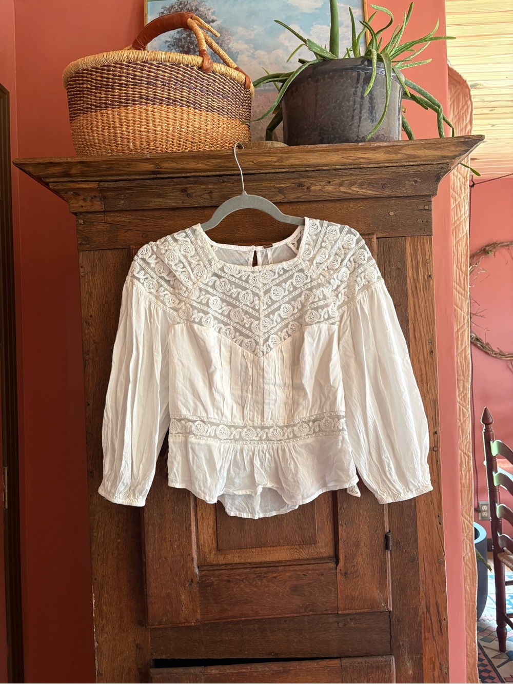 Free people white eyelet top